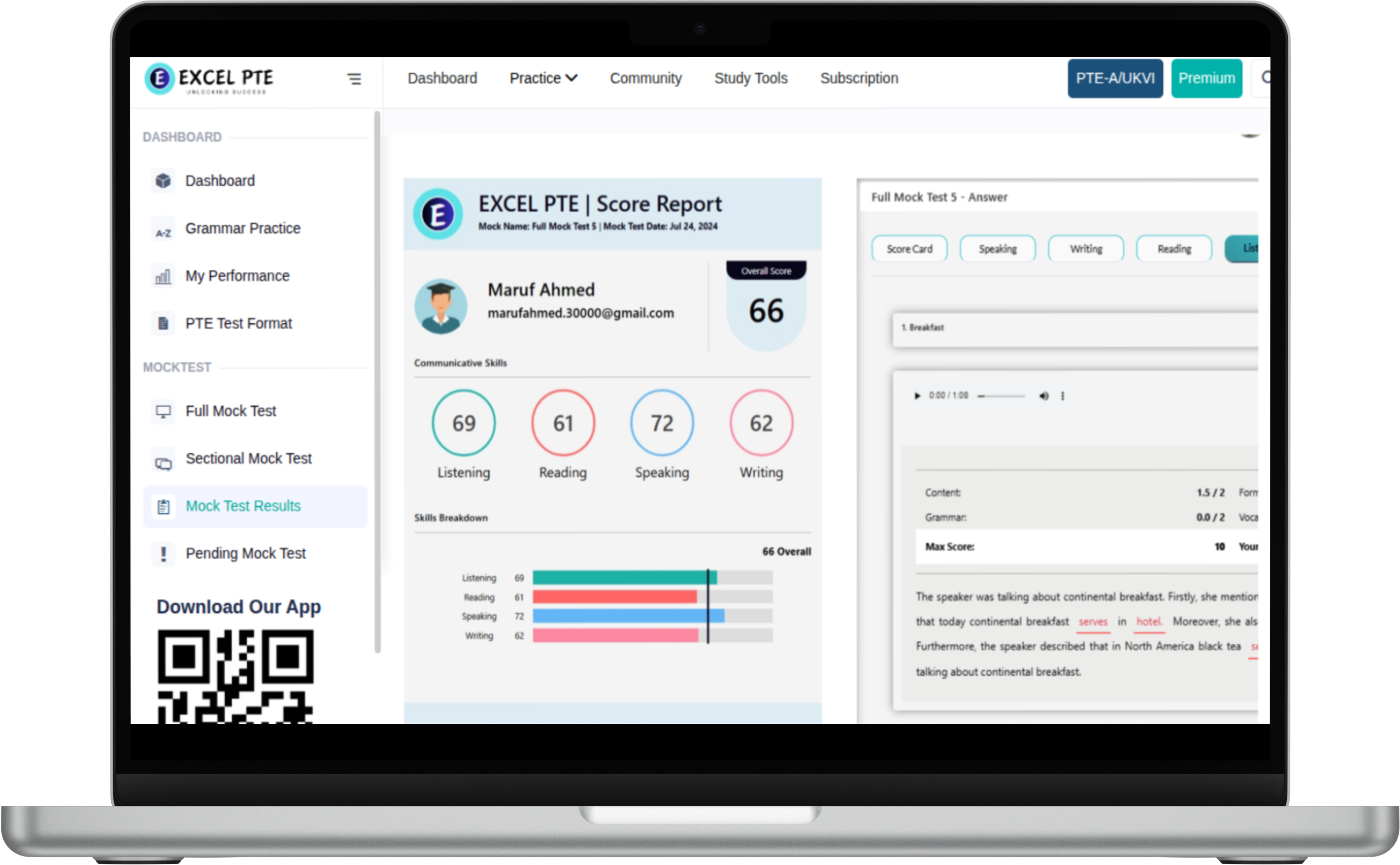 full PTE mock test online practice